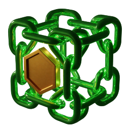 Leuchtender Blockchain-W&uuml;rfel als Symbol f&uuml;r provably fair Originals im Krypto Casino Jack Casino